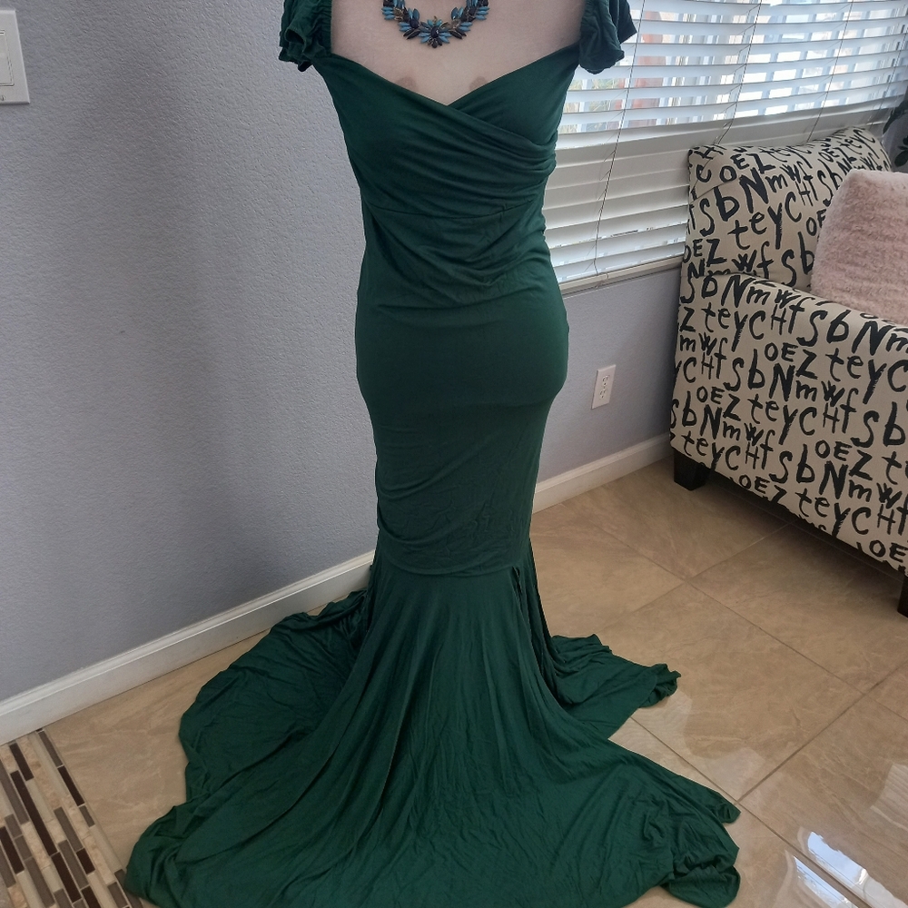 Green teal evening/maternity dress size large - Picture 4 of 9
